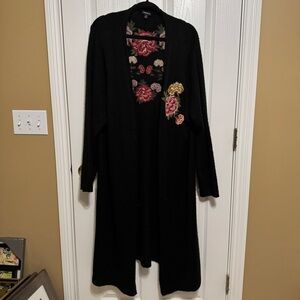Torrid Black Cardigan with Floral Embroidery